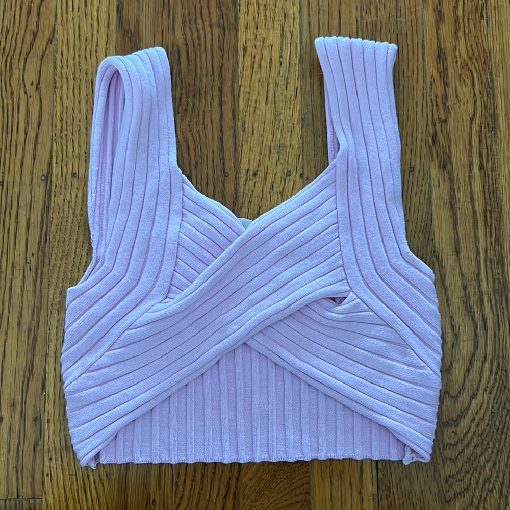 Urban Outfitters Wren Wrap Front Ribbed Tank Top - Purple